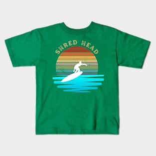 Retro Sunset With Surfer On The Open Wave Kids T-Shirt